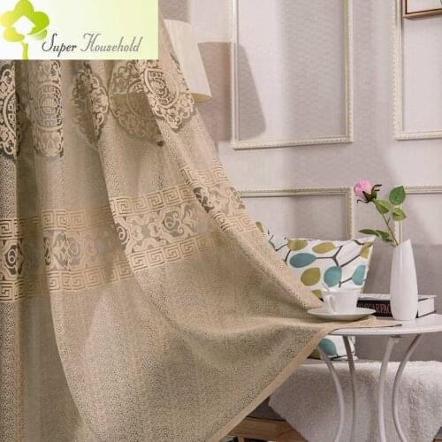 Chinese Style Curtains for Living Room Screen Light Transparent Tulle Breathable Sheer Classical Jacquard Window Curtain Kitchen
