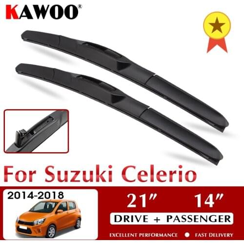 KAWOO Wiper Front Car Wiper Blade Blades For Suzuki Celerio 2014-2018 Windshield Windscreen Window 21"+14" LHD RHD