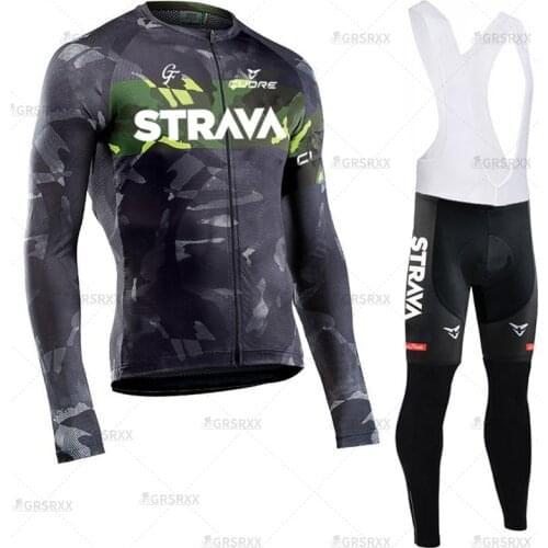 STRAVA Cycling Set Long Sleeve Breathable Autumn Cycling Clothing Downhill Racing Sportswear Bike Team MTB 2021 Pro Racing Wear