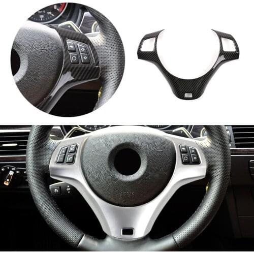 Carbon Texture Car Interior Steering Wheel Panel Switch Button Cover Frame Trim For BMW 3 Series E90 2005 - 2009 2010 2011 2012