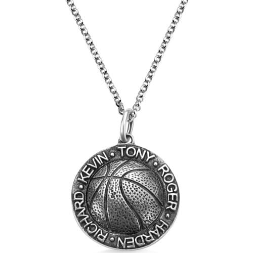 Yonney Dropshipping Personalized Sport Baskteball Necklace Names Charm Chain Name Necklace Steam Mate Necklace Sport Jewelry