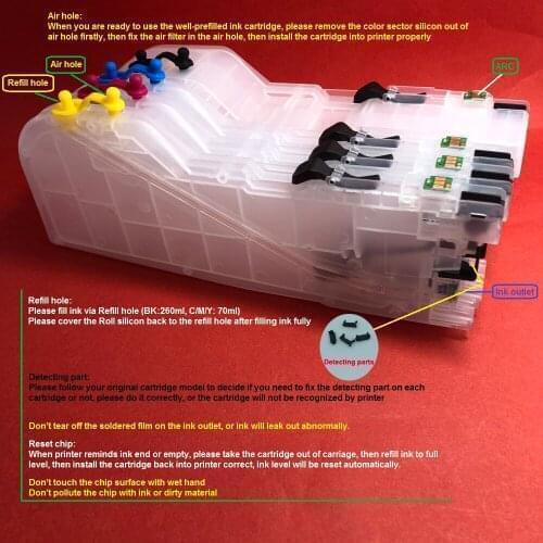 YOTAT Long Refillable LC569 LC565 with ARC Chip ink cartridge for Brother MFC-J2310/J2510/J3520/J3720