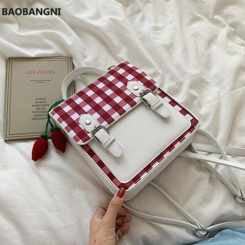 Female Cute Crossbody Bag For Women Leather Luxury Tote Handbag Designer Plaid Ladie Hand Sling Shoulder Messenger Bag