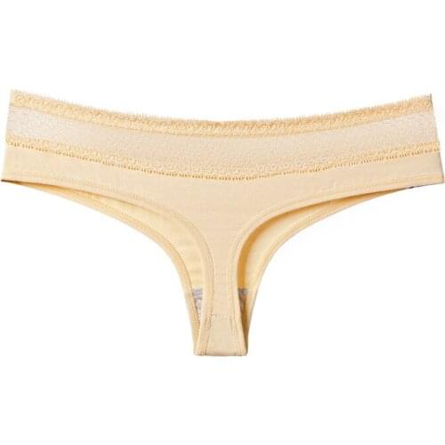 Women cotton G-string T-back sexy thong lace hollow out panties female fitness underwear for women briefs low rise panties