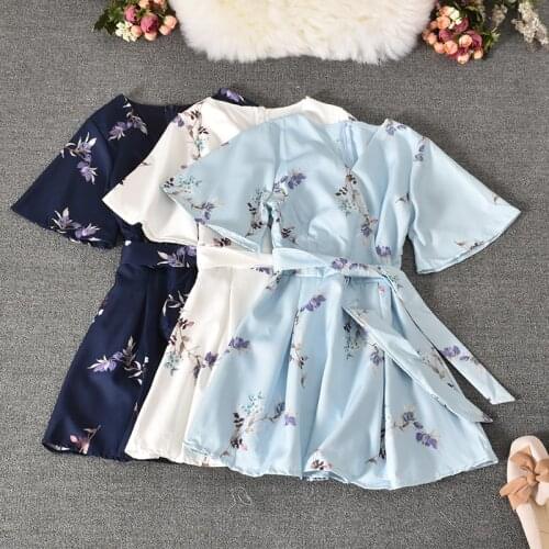 Women Fashion Summer V-neck Dresses 2021 Newest Fashion Casual Strappy Dress Ladies Floral Holiday Beach Sundress Korean Fashion