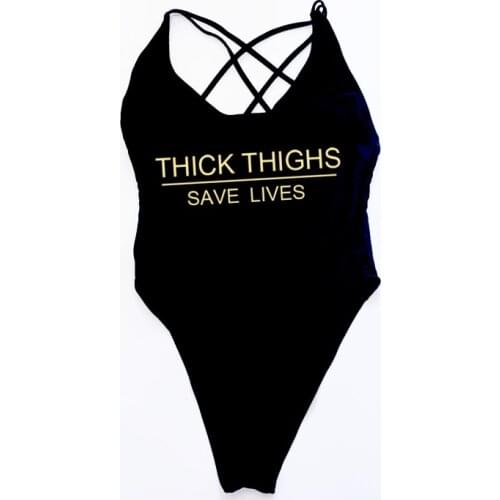 THICK THIGHS SAVE LIVES 2021 Sexy Swimwear Women One Piece Beach Bathing Suit Women Plus Size Swimsuit maillot de bain femme