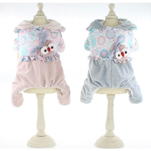 Winter Jumpsuit for Dogs Printing Chick Patch Cute 2 Color Dog Clothes Puppy Teddy Costume
