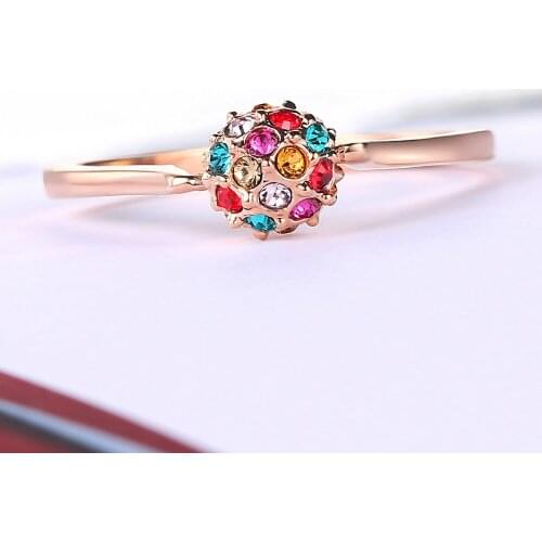 ZYR004 Fashion Design Ball Engagement Rose Gold Color Wedding Ring Austrian Crystals Full Sizes