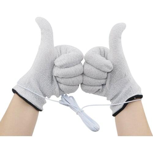 1 Pair TENS Electrode Gloves Conductive Electrode Massage Therapy Gloves Body Massager Wires for Tens Tens Unit Health Care