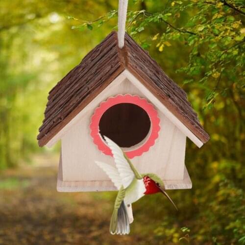 Brand New High Quality Wooden 1pcs Small Pet Bird Nesting House Breeding Box Cage With Hangs Rope Accessories Bird Supplies