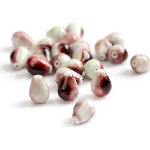 15# 10pcs Special Drop-Shaped Blood-Colored Ceramic Beads Ancient Jewelry Making Part for Necklaces Bead #XN067