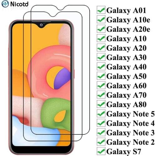 2PCS 9H Protective Tempered Glass For Samsung Galaxy A01 A10e A20e A10 A20 A30 A40 A50 A60 A70 A80 A51 A71 Note 5 3 3 2 S7 S6 S5