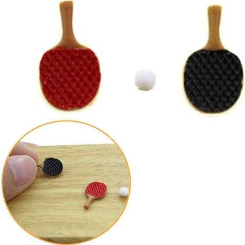 3pcs1/12 Dollhouse Miniature Simulation Furniture Ping-pong Toys Mini Table Tennis Racket with Ball for Doll House Decor