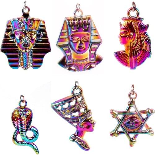 6Pcs/Lot Vintage Egyptian Pharaoh Lucky Evil Eye Charms Cobra Snake Pendant For Bracelet Necklaces Jewerly Making Accessories