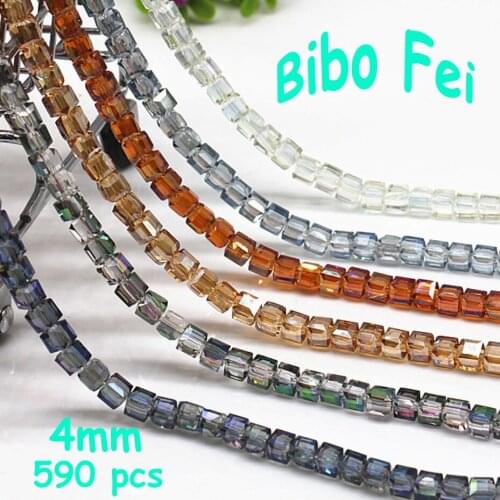 Free shipping multi color 4mm 590PCS Glass Czech crystal beads,Square crystal beads, bracelet necklace Jewelry Making
