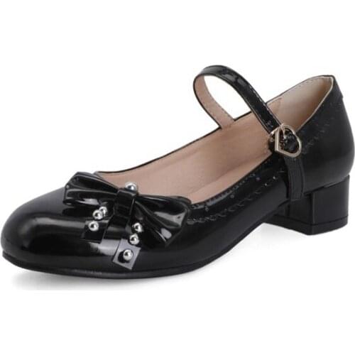 BLXQPYT 2021 New Zapatos De Fashion Mary Jane Women Mujer Lower Heels 3cm Sexy Pointed Toe Party Ladies Dress Shoes 6981