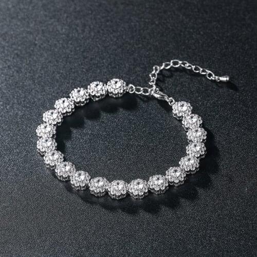 WEIMANJINGDIAN Brand 8MM Round Cake Flower Cubic Zirconia Crystal Bridal Tennis Bracelets CZ Wedding Jewelry