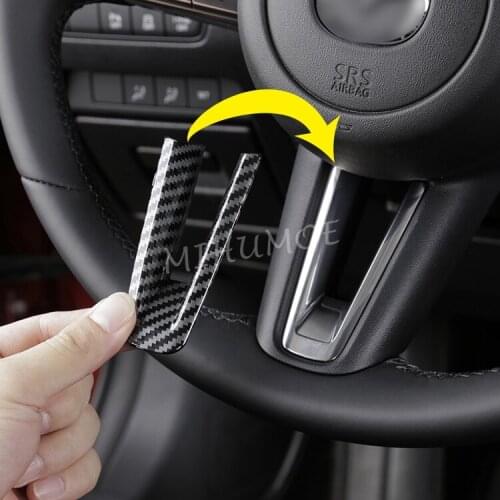 For Mazda 3 (BP) CX-30 CX30 2019 2020 2021 Carbon Fiber Interior Steering Wheel Trims Accessories