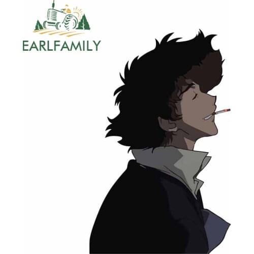 EARLFAMILY 13cm x 8.4cm Vinyl Car Wrap Decal for Spike Smoking Anime Car Sticker Creative Air Conditioner Waterproof Decoration