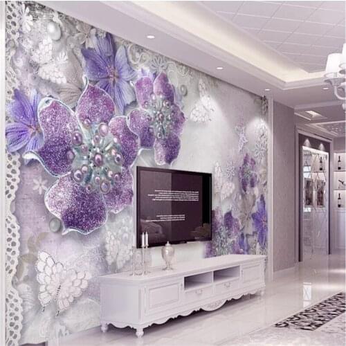 European Luxury Home Decor 3D Embossed Jewelry Floral Mural Wallpaper for Living Room Bedroom Walls Modern Flower Wall Paper 3D