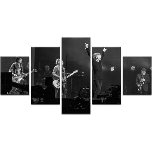 Rock Art Wall Art Mick Jagger Poster 5 Panel Modular Home Decor Wall Oil Painting Print Black White Wall Picture For Living Room
