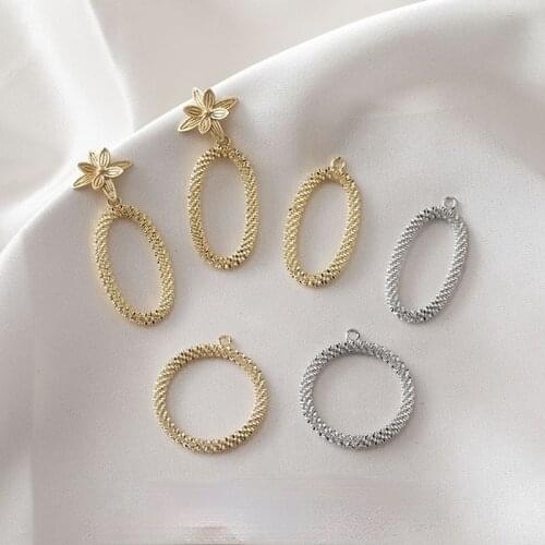 14K gold-clad copper-plated gold-plated and flower-approved oval European and American DIY handmade material accessories