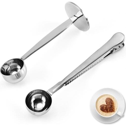 Coffee Scoop Rustproof Durable Stainless Steel Coffee Measuring Coffee Powder Bag Sealing Clip Spoon Milk Powder Spoon