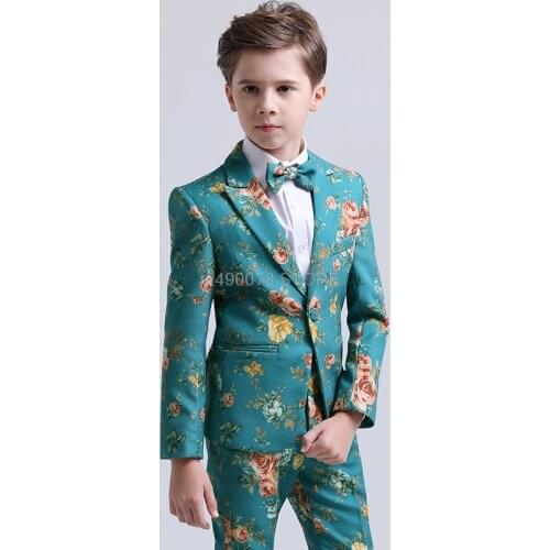 Flower Boys Formal Wedding Suit Kids Jacket Vest Pants 3Pcs Clothing Set Children Performance Party Tuxedo Dress Costume