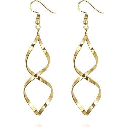Fashion Simple Spiral Drop Earrings for Women Wave Curved Long Design Jewelry Party Wedding Earrings Wholesale Dropshipping