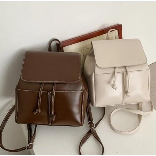 Fashion Women Backpack PU Leather School Bag Schoolbag for Teenage Girls Drawstring Backpacks Ladies Rucksack Shoulder Bags