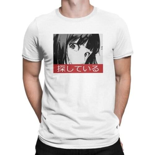 Stare Sad Japanese Aesthetic Vintage T Shirt Men One Punch Man Manga Short Sleeve Tops Print Tees Cotton O-Neck T-Shirt
