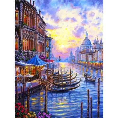 Scenery Street Landscape DIY 11CT Embroidery Cross Stitch Kits Needlework Craft Set Cotton Thread Printed Canvas Home Sale