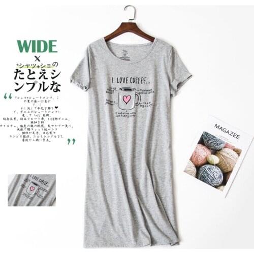 Plus Size 3XL Summer Girls Casual Cartoon nightgown Women 100% Cotton Sleepshirts Female Short sleeve O collar sleeping dress