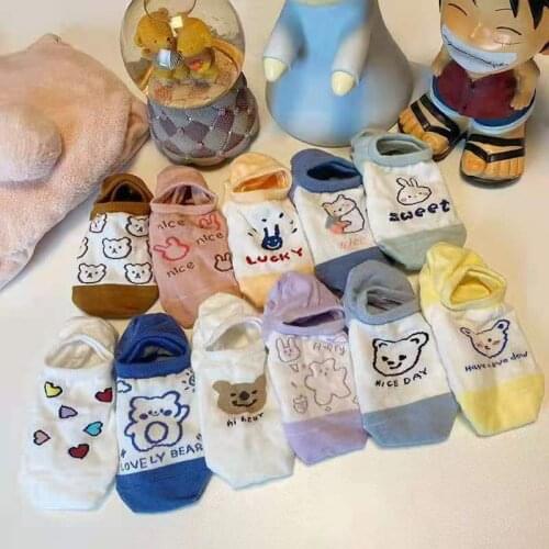 Socks summer thin section female cute cartoon college style shallow mouth with boat socks 0-6 years old male invisible socks