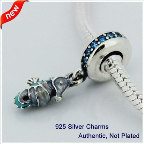Fit for Pandora Bracelet 100% 925 Sterling Silver Beads Tropical Seahorse Pendant Silver Charm DIY Making Jewelry FL024