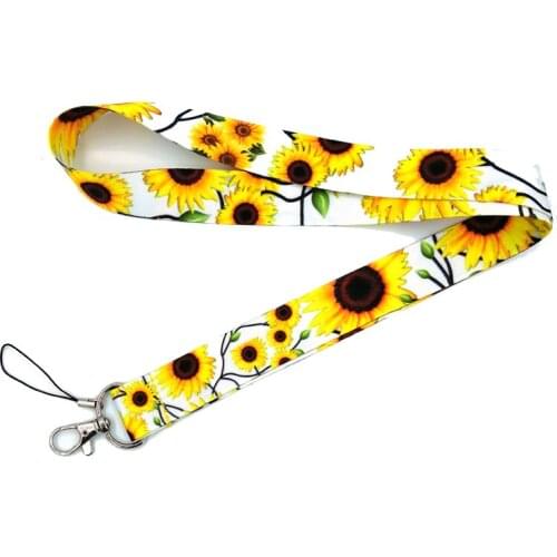Sunflower Mobile Phone Straps Keychain Lanyards For Keys ID Card Badge Holder Keycord Neck Strap Hang Rope Webbing Accessories