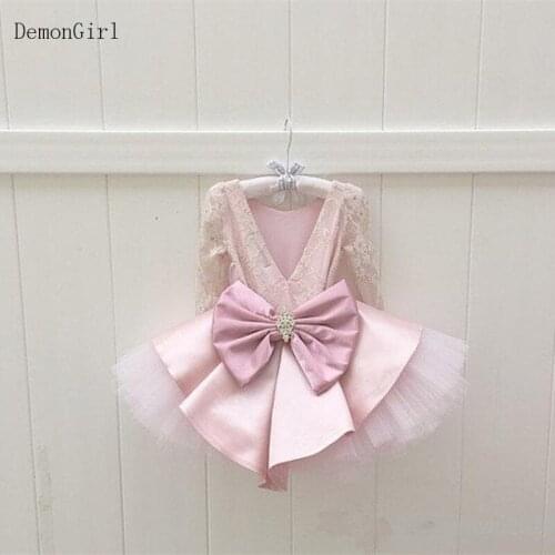 Princess Infant Girls Dresses for Birthday Beautiful Kids Dresses Lace Long Sleeve Puffy Prom Pageant Kids Dress