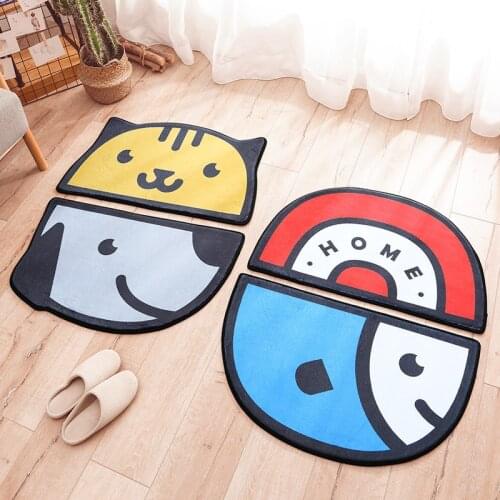 Anti-Skid Water-Absorbing Mat New Cute Semi-Circular Shape Cartoon Dog Mats Home Kitchen Bedroom Bathroom Door Home Textile