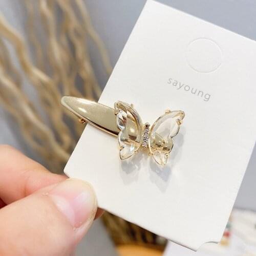 Transparent Crystal Hair Claw Sweet Fairy Butterfly Hairpin Clip Gradient Tie-Dye Colored Styling Tools Barrettes for Women Gift