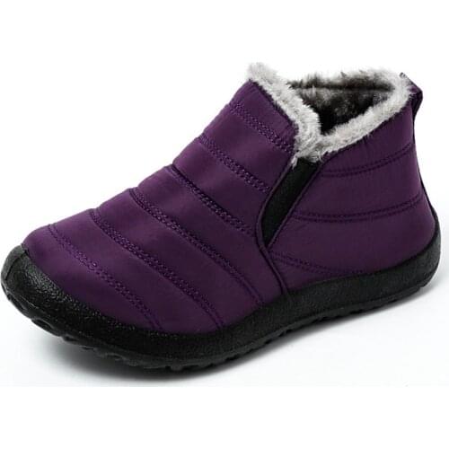 Snow Shoes Women Warm Plush Fur Ankle Women Flat Shoes Waterproof Slip On Female Shoes Comfort Winter Sneakers Women Chaussures