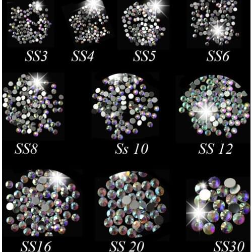 Swarovsky Nail Art Rhinestone Nail Art Rhinestones AB SS3-SS50 3D Tips DIY Decoration Multi-Size Flatback Glass For Nail Art Dec