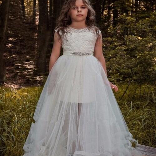 Flower Girl Dresses Tulle Beading Appliqued Pageant Dresses For Girls First Communion Dresses Kids Prom Dresses