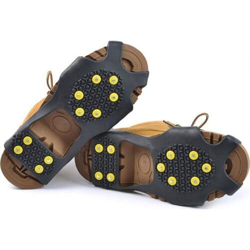 Unisex Outdoor Anti-Skid Snow Ice Gripper 10 Spikes Traction Cleats Crampons