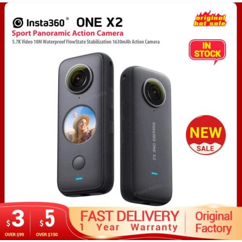 Instock Insta360 One X2 Sport Panoramic Action Camera 5.7K Video 10M Waterproof FlowState Stabilization 1630mAh Action Camera