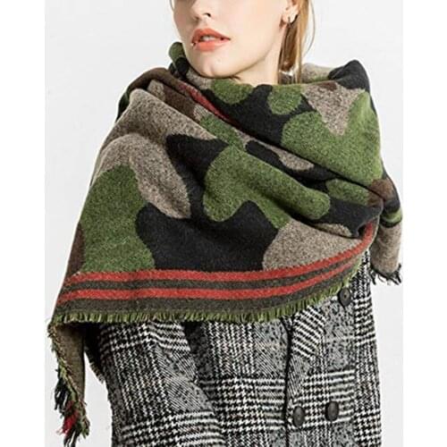 Winter Cashmere Scarf Women Scarf Camouflage Blanket 2019 New Designer Female Shawls and Scarves 83x195CM