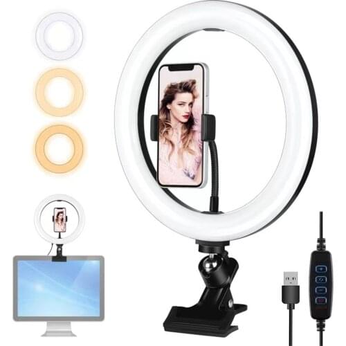 10.2" Selfie Ring Light Video Live Light Dimmable LED 26cm Photography Light Ring Lamp With Clip for Makeup Youtube Tiktok