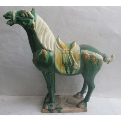 11.82 inch / Elaborate Chinese antique Tang sancai ceramic collection horse statue No.4