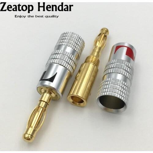 2Pcs 4mm Nakamichi Banana Male Plug for Video 24K Gold Plated Speaker Copper Adapter Audio Connector
