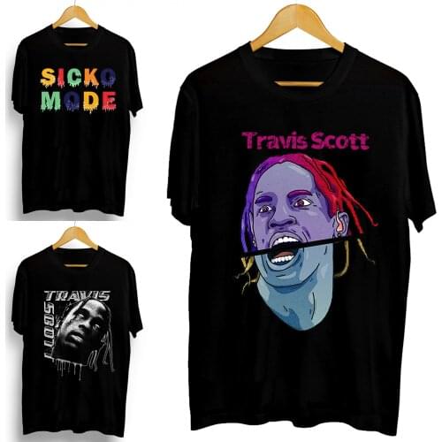 2021 Fashion Popular Travis Scott T Shirts La Flame Man High Quality Cotton Tops Harajuku Anime Cool Men Loose Tees Male XS-3XL