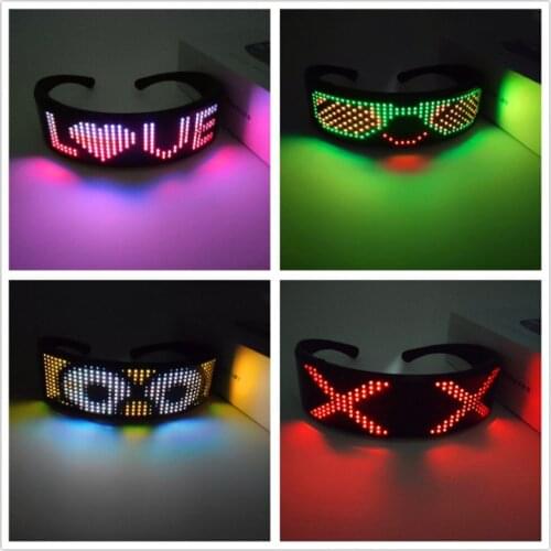 2021 Newest USB Rechargeable APP Programmable Bluetooth Magic Flashing Light LED Glasses